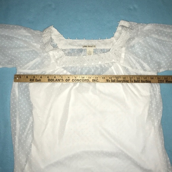 INDIGO Thread Co. vintage blouse white with sheer size L - Picture 4 of 8